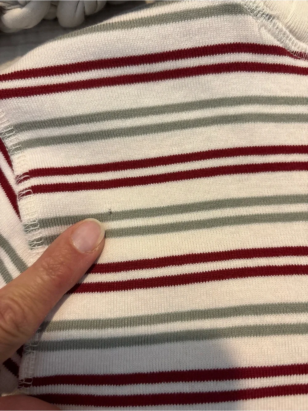 PACT Organic Cotton Burgundy Red Sage Green Striped Long Sleeve Pajama Set S